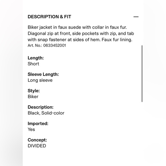 H&M FAUX FUR-LINED BIKER JACKET - Picture 11 of 15